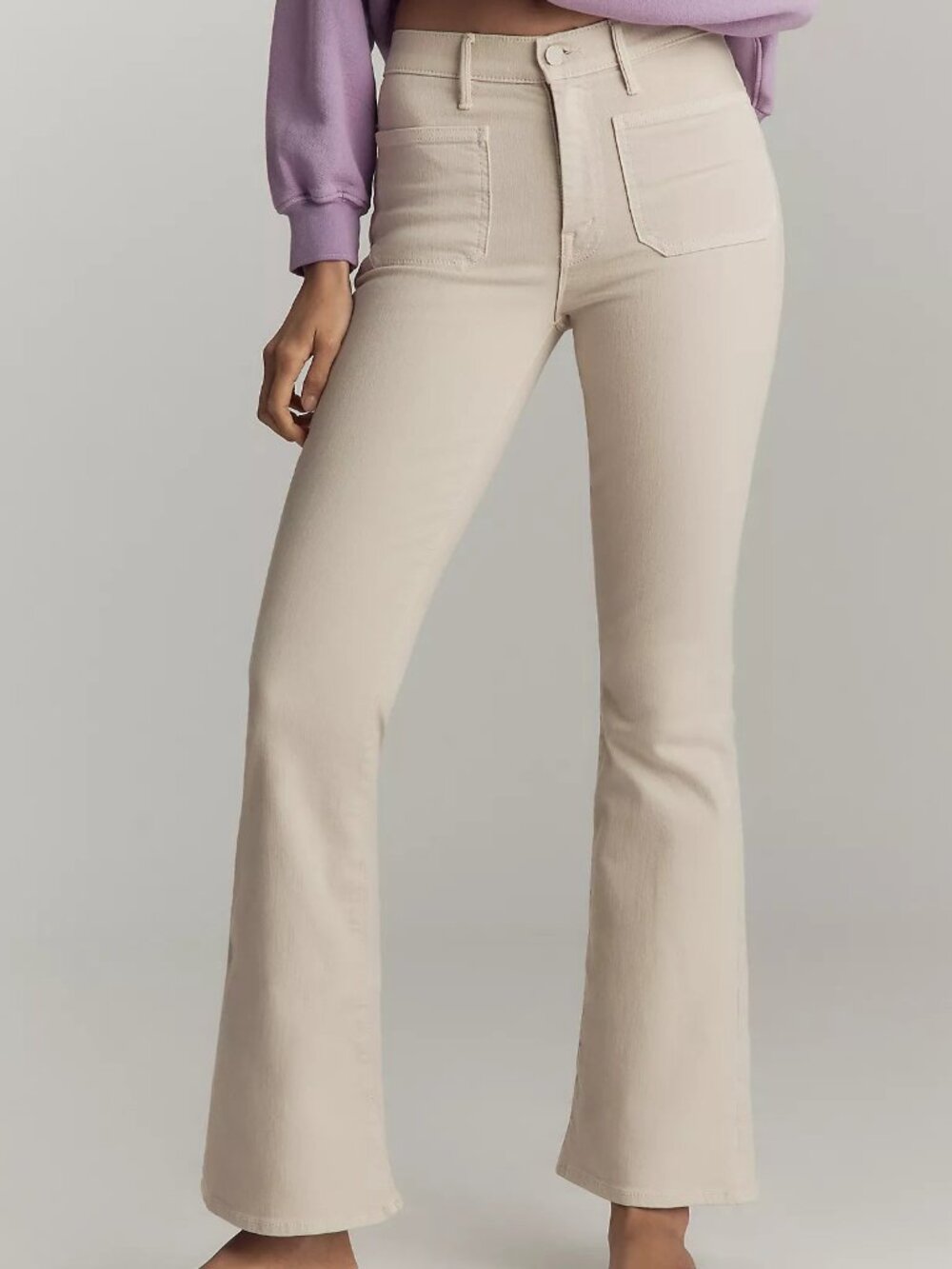MOTHER The Patch Pocket Weekender Flare Jeans Wacky Khaki Tan Size 31 NWT